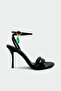 Sussie Metallic Women's Black Heeled Shoes with Stone Accessories