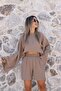 Camel Standard Size Loose Fit Bat Sleeve Blouse