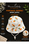 Orange Patterned Poplin Fabric Baby Girl Hat - 3