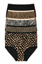 Women's Panties 5 Pack Lycra Cotton Leopard High Waist Brown