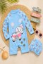 New Season Long Sleeve Zippered Boneli Sunscreen Girls' Jumpsuit Swimsuit Set - 3