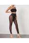 Women's Black Transparent High-Waisted Lycra Tulle Tights - 2