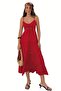 Women's Summer Linen Dress - Suspender Back Gipe Detailed Horizontal Lace Stripe Design 8530 - 3