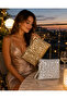 Set of 2 Women's Star Patterned Portfolio Bags with Chain Strap and Wrist Handle, Stylish Bag - 5
