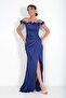 Women's Floral Madonna Collar Draped Lined Crepe Satin Long Dress - 2