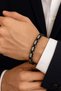 Silver - Black Color Steel Necklace Bracelet Set Byzantine Chain Model - 8