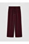Burgundy Elastic Waist Women's Trousers - 7