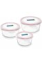 3 PCS Glass Food Storage Container Set 405ml 720ml 950ml, Round Airtight Storage Container