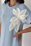 3D Floral Appliqué Midi Dress with Slit Detail - 4