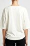 Women's White Side Gathered Bat Sleeve Cotton T-Shirt - 3