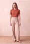 Women's Cinnamon Viscose / Polyester Blended Regular Fit Crew Neck Short Balloon Sleeve T-Shirt Hollis - 6