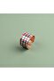 Copper Blue Red Checkered Pattern Wide Form Adjustable Ring