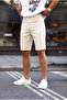 Men's Denim Fabric Cream Jean Shorts - 6