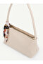 Women's Single Handle Scarf Detailed Zippered Baguette Hand and Shoulder Bag - 3