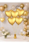 Gold Heart Foil Balloon 15"-38 cm 5 Pieces - 2