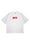 Unisex Women's Men's Ufc Red Written Logo Front Printed Oversize Thick Fabric Relaxed Cut Cotton T-Shirt - 3