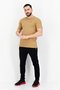 Men Sportswear Fit Brand Logo Training T Shirt, Tan - 3