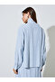 Blue Longline Striped Shirt with Scarf Detail - 5