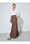 Brown A-Line Maxi Skirt with Side Pocket