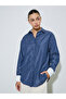 Navy Blue Striped Oversized Shirt - 3