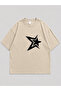 Unisex Y2K Star Printed Oversized T-Shirt Beige