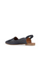 Navy Blue Leather Women's Flat Ballerinas - 5