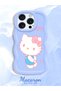 iPhone 14 Pro Max Compatible Case with Camera Protector Blue Silicone Couple Phone Case Kitty Pattern - 2