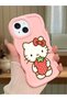 iPhone 13 Compatible Case Camera Protector Pink Silicone Couple Phone Case Kitty Pattern