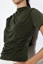 Women's Stoned Sandy Draped High Neck Blouse - 2
