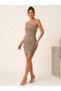 Women's Mini Dress with Drawstring Detail - 2