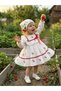 Baby Girl White Cherry Embroidered Scallop Dress Birthday and Special Occasion Dress Linen Scallop Dress - 2