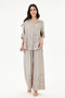 Women's Mink Italian 100% Linen Floral Embroidered Trousers - Linen Suit with Shirt Size 40 - 44