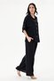 Women's Black Italian 100% Linen Floral Embroidered Trousers - Linen Suit with Shirt Size 40 - 44 - 4