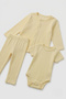 Baby 3-Piece Set 100% Cotton Camisole Cardigan Pants and Snap-On Bodysuit Set - 2