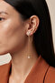 Butterfly Figured Gold Color Chain Dangle Earrings with Cartilage Detail - 3