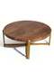 Migue home Modern Round Coffee Table for Living Room, Easy Assembly, 33.5cm H x 82cm W, Walnut and Gold Color - 6