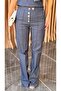 Women's Dark Navy Strapless Button Detail Denim Bustier and Palazzo Trousers Two Piece Set 8056 - 6
