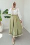Fisto and Embroidery Detailed Skirt 2329 - Light Khaki - 3