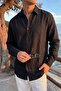 Jora Premium 100% Cotton Linen Regular Fit Black Men's Shirt - 4