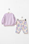 Baby Girl Top and Bottom Set with Floral Pattern Print - 3
