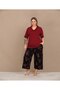 Battal Size Burgundy Top Floral Patterned Comfortable Pajama Set - 2