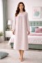 Aysun Teksti̇l Large Size Long Sleeve Women's (Mom's) Nightgown Small Floral Patterned Sleeves Buttoned Buttonhole Cuffs %100 Cotton