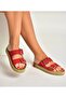 Red suede women's slippers - 2