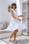 White Shirt Collar Sleeveless Buttoned Skirt Ruffled Casual Muslin Woven Dress 105 65 - 6
