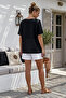 Black Pool Collar Low Sleeve Skirt and Mesh Flower Appliqué on the Sleeve End Casual Woven Blouse 68 68 - 7