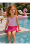 Girl's Pareo Pink Swimsuit Bow Patterned Beach and Pool Swimsuit Set