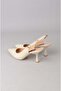 Seç V2430 Genuine Leather Heelled Shoes (Heel Height: 8 cm) Beige - 6