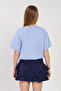 Women's Basic T-Shirt with Stand Collar and Side Slits - Baby Blue - 5