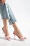 Zri̇n-716 Pink Patent Leather Pointed Toe Heeled Slippers 9 cm - 2
