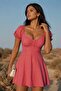 Desen5 Square Neck Short Sleeve Floral Mini Summer Dress 581722 - 2